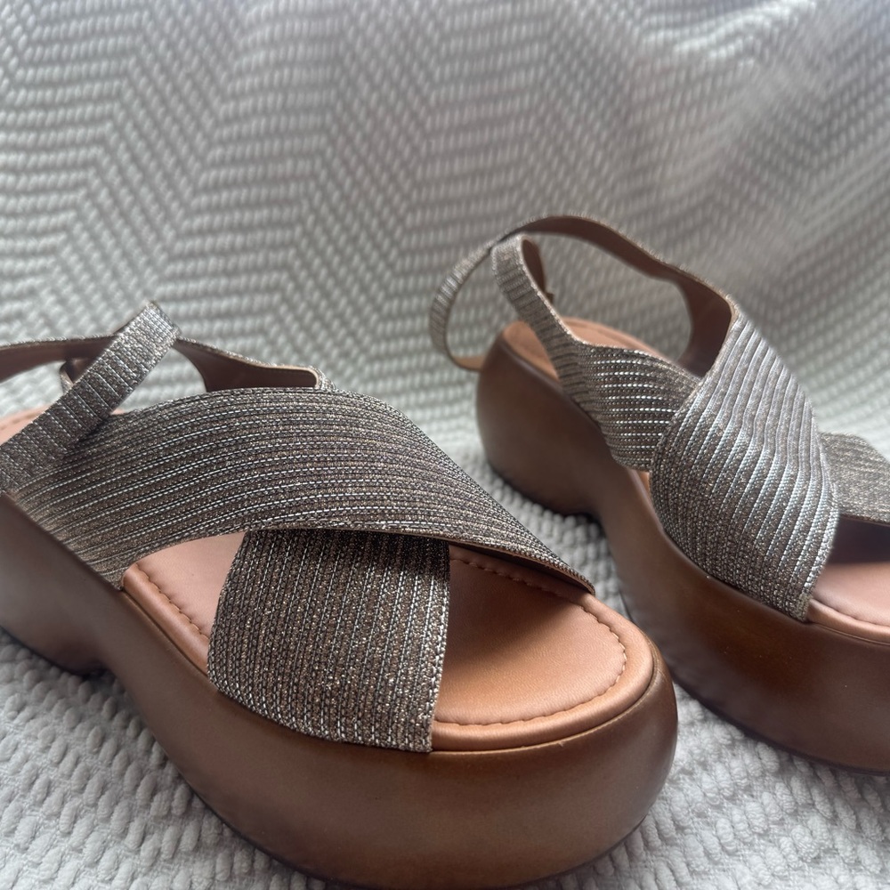 Brown Platform Sandals sparkle straps Seychelles